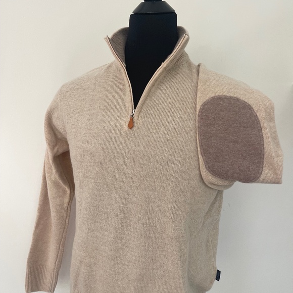 New Hugo Boss Sweater Half Zip Beige Camel Wool Pullover Sweater